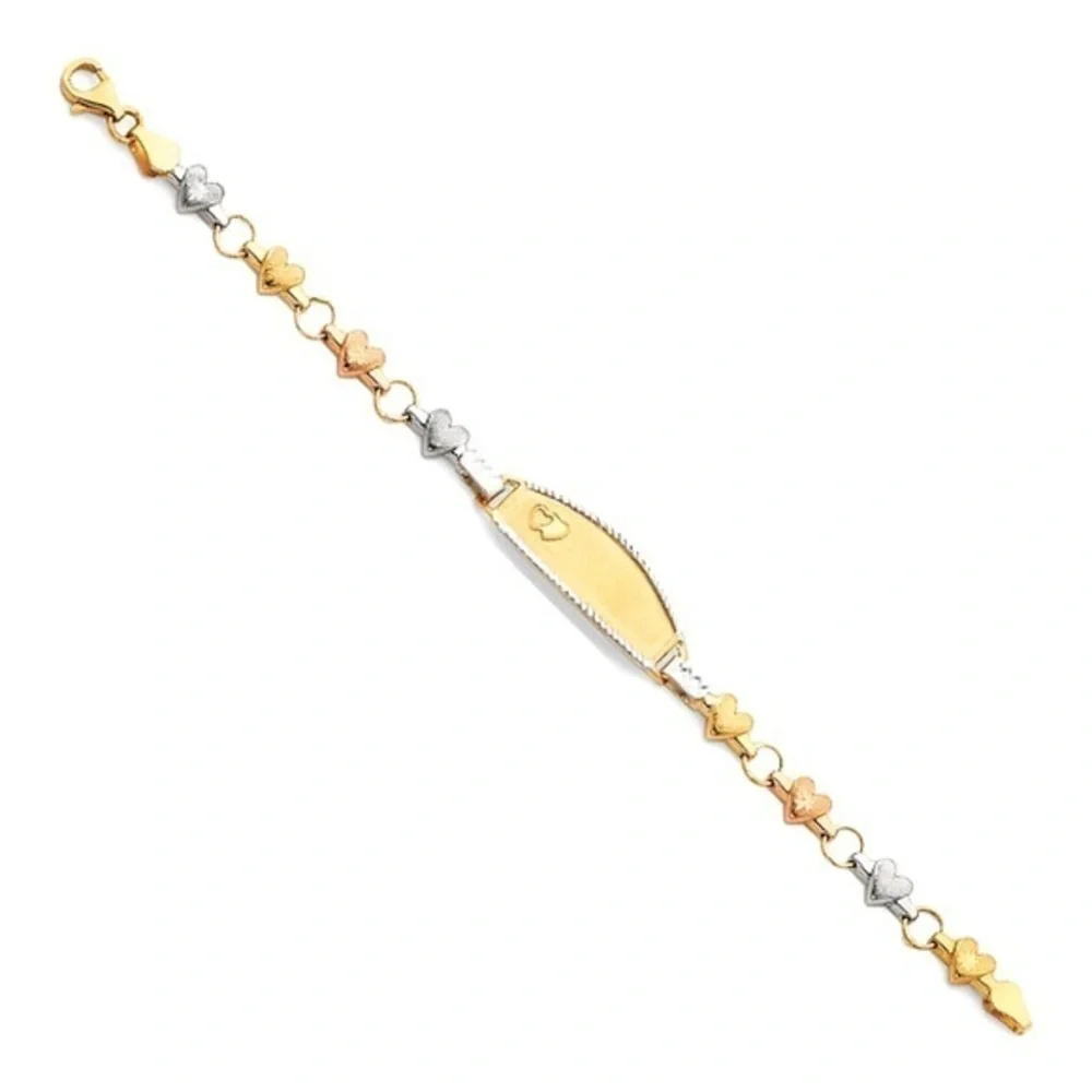 14k tri color Gold Child ID Bracelete 6 inches